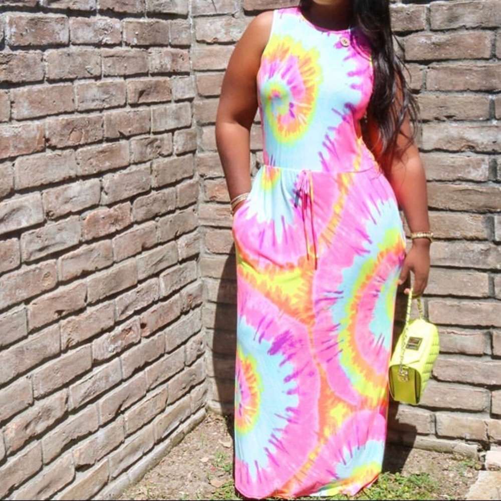 Multi color plus size sunshine maxi dress